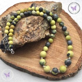 Yellow Turquoise Healing Necklace with Silver Toggle Clasp